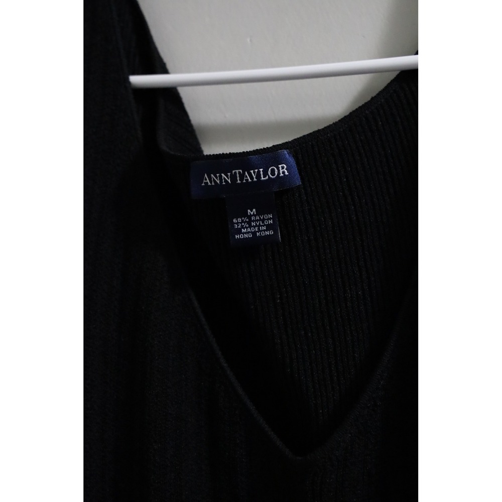 Vintage Ann Taylor Black Sleeveless Maxi Dress Drawstring‎ Waist Knit M - Picture 3 of 6